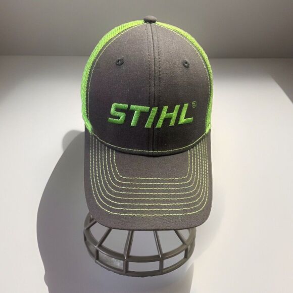 STIHL Chainsaws Cap Green Gray Embroidered Outdoor Apparel Trucker Hat‎ Snapback - Picture 1 of 14